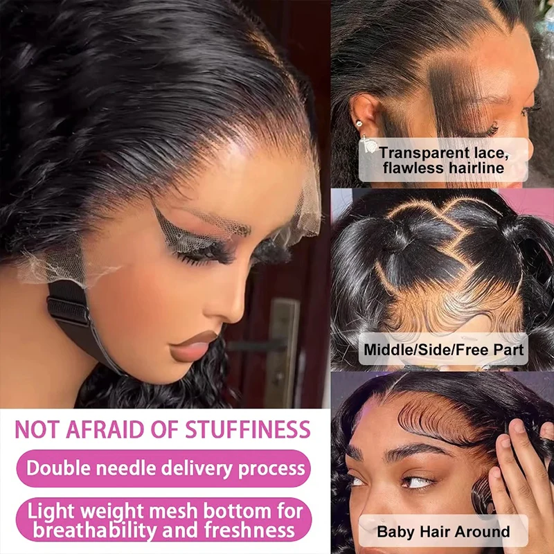 13x5 lage peruca dianteira do laço cabelo humano peruca encaracolado profundo 100% cabelo humano virgem pré arrancado perucas para mulher com linha fina natural