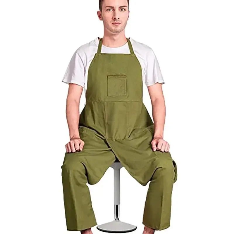 Full Coverage Pottery Apron Split Leg - Cotton Canvas Potter's & Ceramics Aprons with Pockets for Women & Men