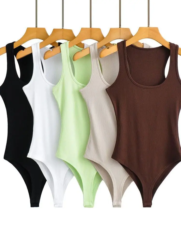Slimming One-Piece Suit Vest round Neck High Waist Short Pants Women's Fashionable Sporty Style Top Thinming Integrated Garment