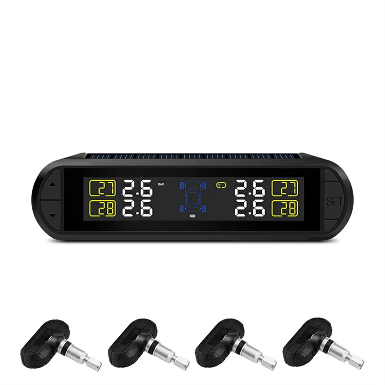 

Auto Universal Wireless Tire Pressure Monitoring System 0-116 Psi 0-8 Bar Car Tyre Internal Solar TMPS