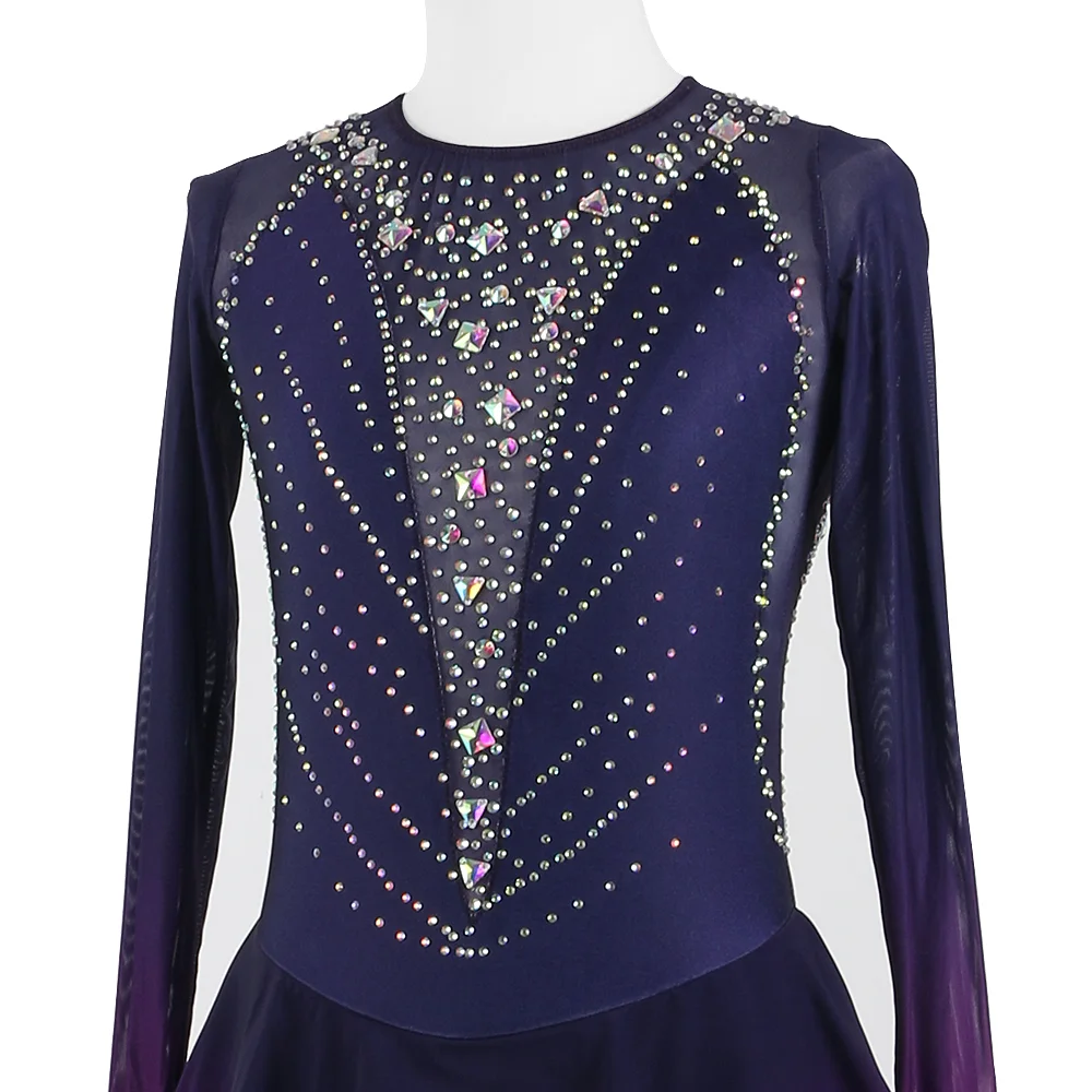 Zagitova Figure Skating Dress For Women Girls Ice Skating Skirt Performance Competition Gradient Purple Gradient Kosten