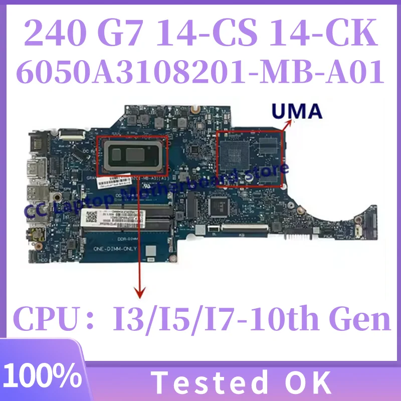 

6050A3108201 6050A2977601 MB A01 For HP 14S-CF 14-CK 14-CF 14-CS 240 G7 Laptop Motherboard With Core i3 i5 i7 CPU UMA L23231-601
