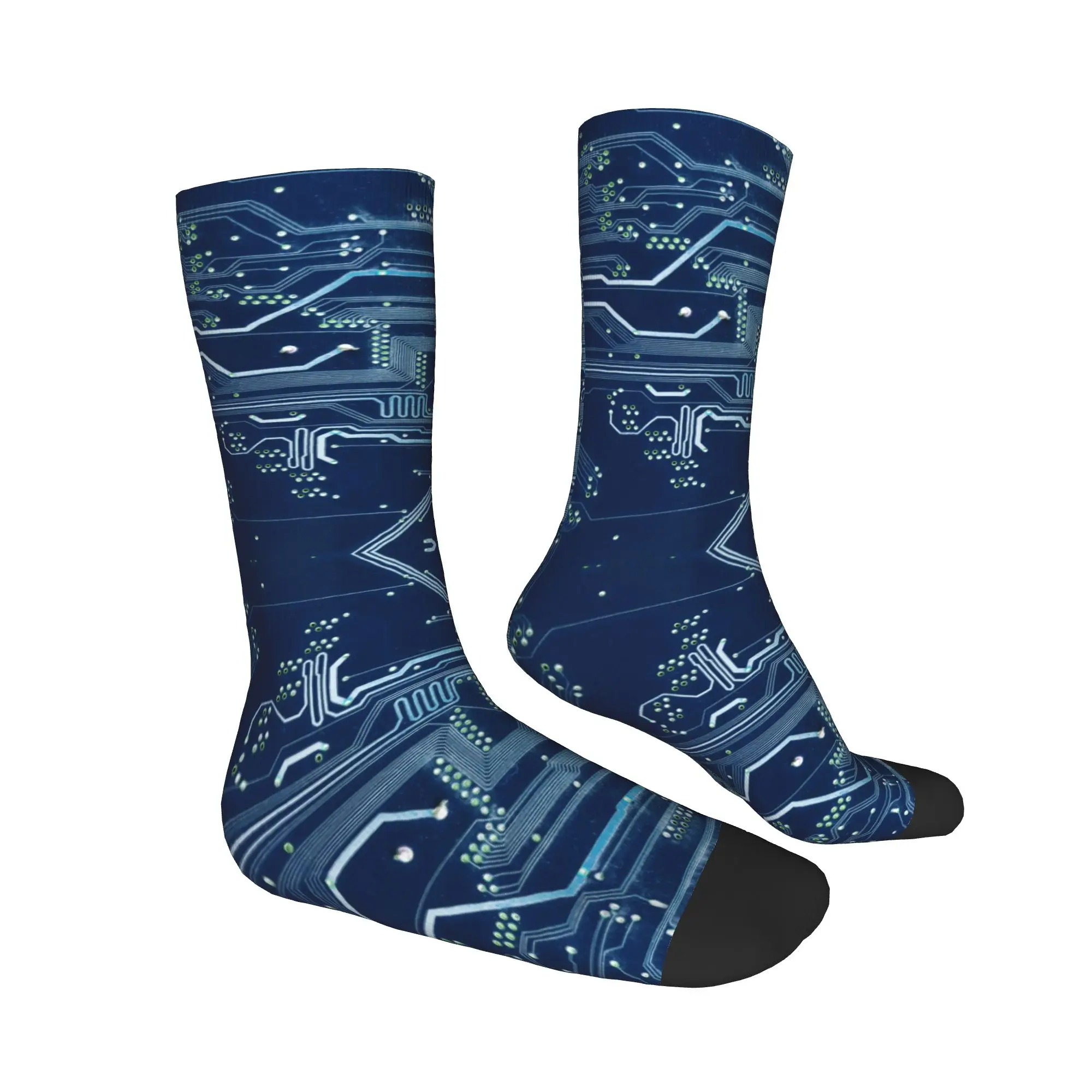 Medias geniales ciencia placa de circuito eléctrico calcetines hombres mujeres cálido suave ordenador placa base programador Tech Crew calcetines