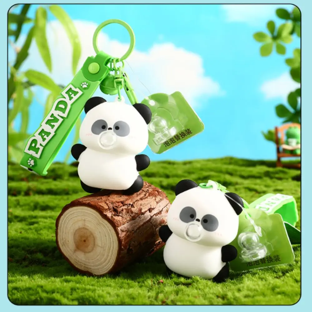 Decompression Blowing Bubble Panda Keychain Cartoon Kawaii Car Key Ring Exquisite Bags Car Keys Decors Panda Jewelry Keychain