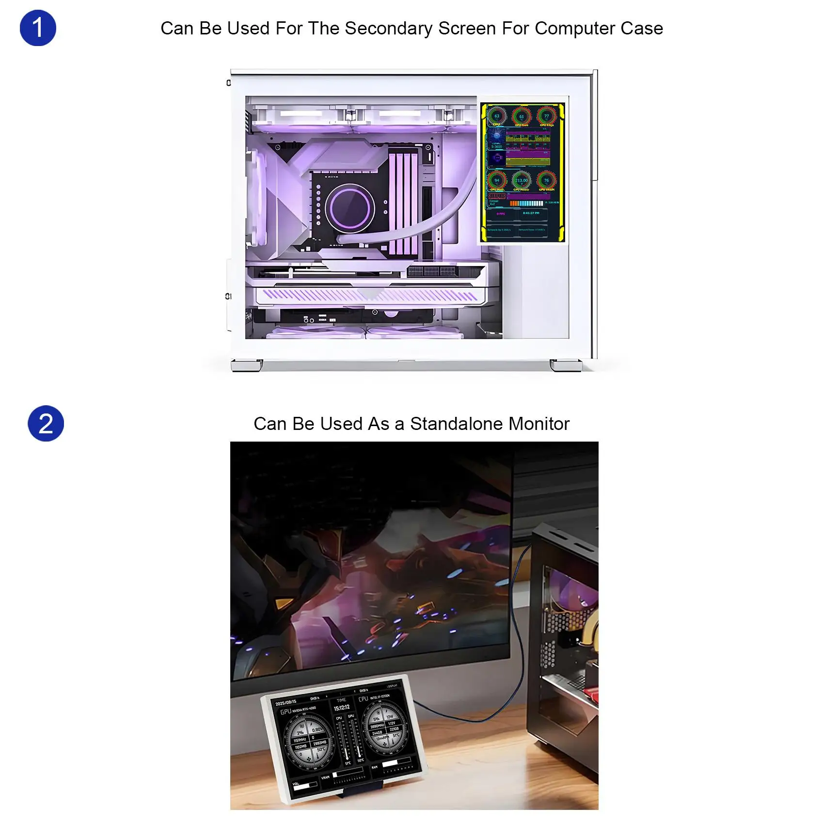شاشة 7 بوصة 800 × 1280 IPS LCD لحافظة وحدة المعالجة المركزية GPU PC، مدمجة في موضوع فيديو الصورة #3