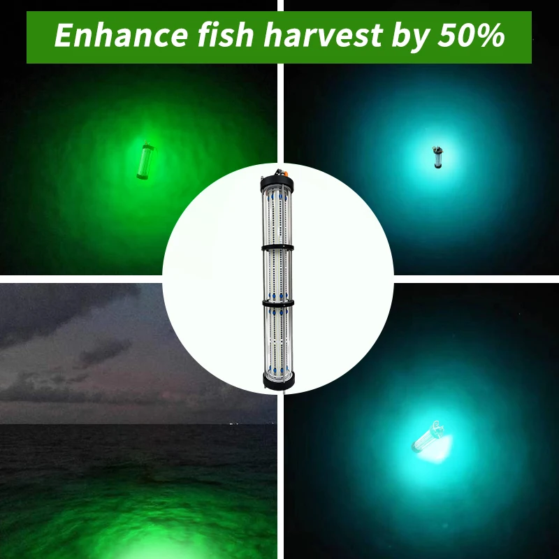 Led مصباح الصيد تحت الماء المضادة للصدمات ومكافحة السقوط IP68 375000LM قارب الصيد Led كشاف ضوء 5000 واط