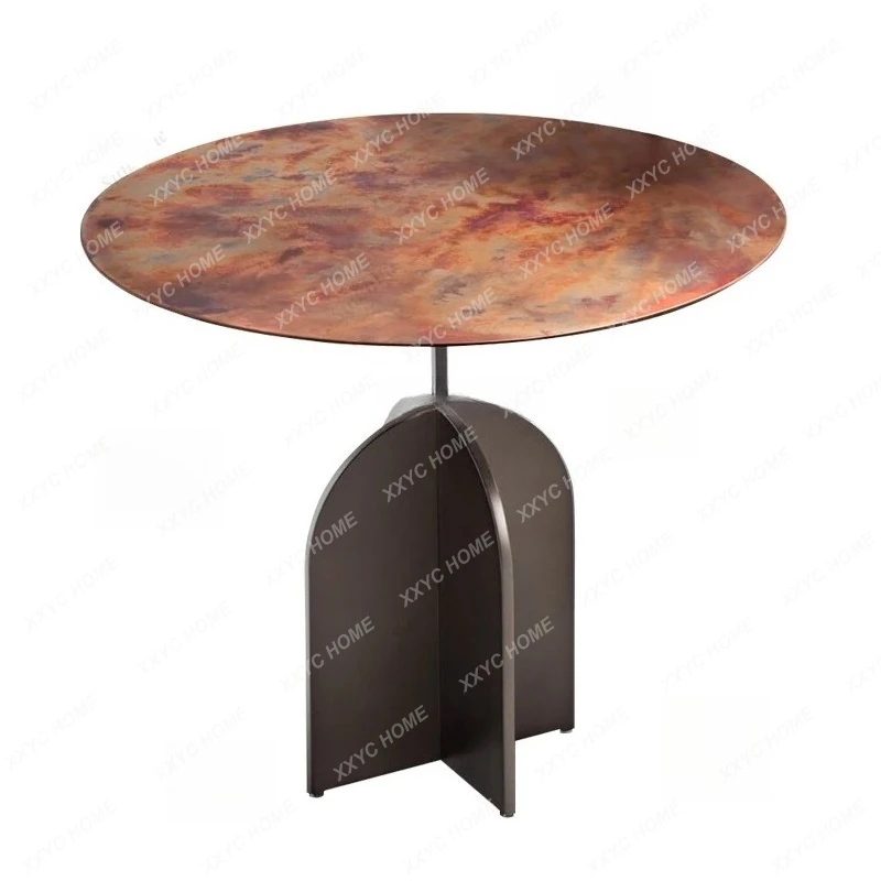 QQmetal pallet side table antique round coffee table modern luxury living room villa furniture