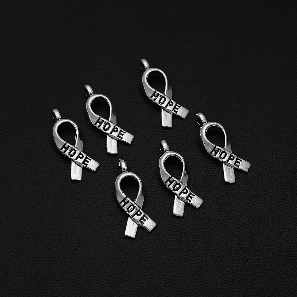

30pcs/lot--8x19mm Mini Ribbon Cancer Hope Charms Pendants For Diy Jewelry Making Supplies Accessories Wholesale Bulk Items