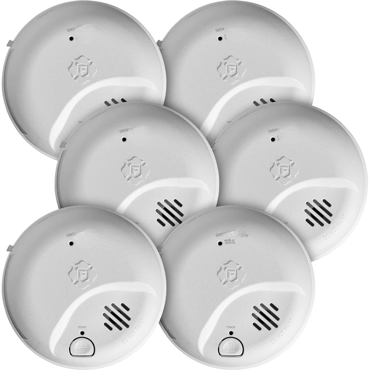 First Alert SMICO100-AC Interconnect Hardwire Combination Smoke & Carbon Monoxide Alarm with Battery Backup, 6-Pack