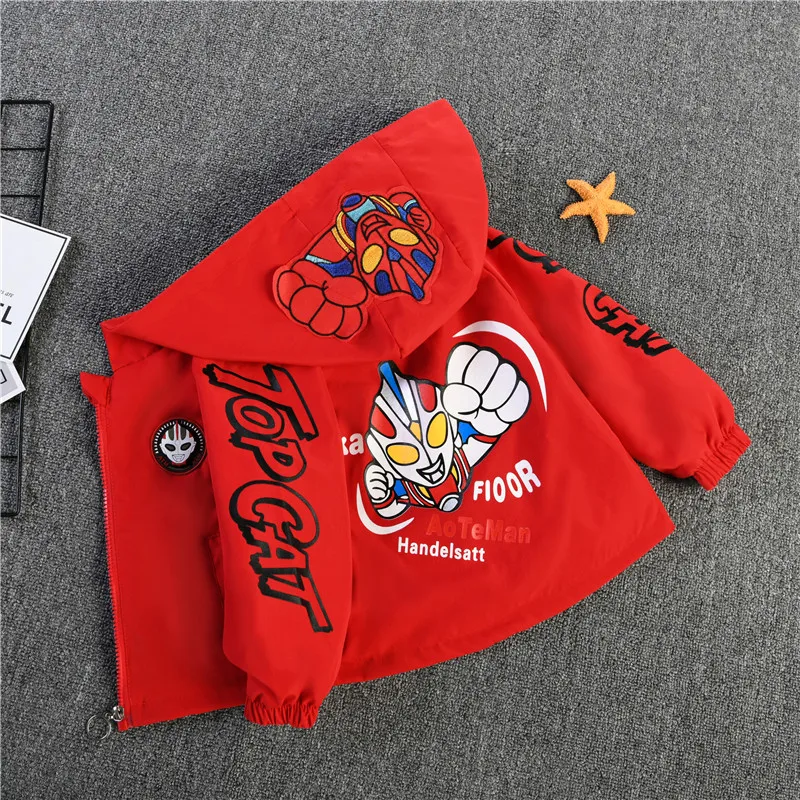 New Spring Autumn Red Blue SpiderMan Thin style Children costume boys Coats Jacket girls Hooded Coat Kids Outwear boy Clothing