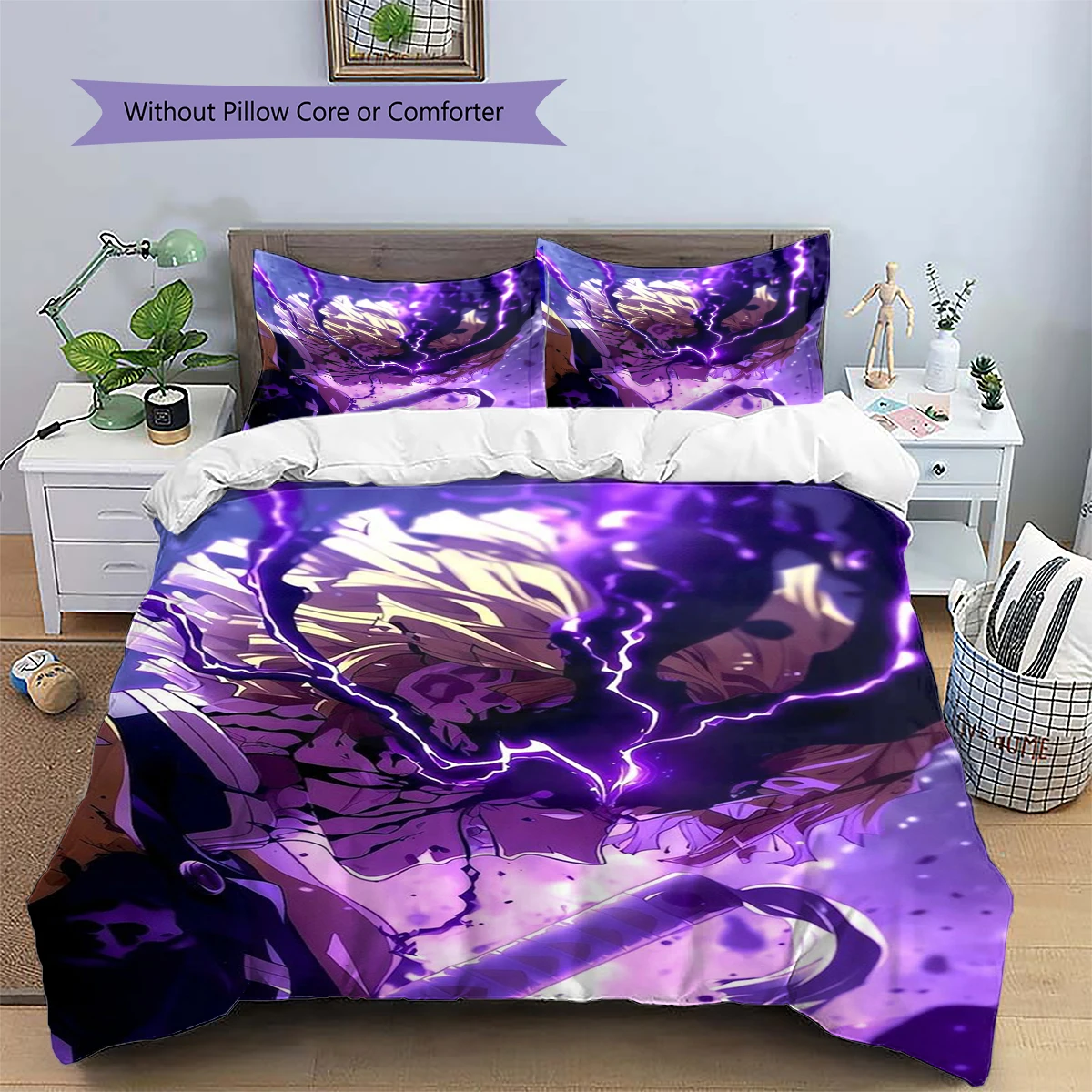 Demon Slayer Nice Bedding Bedroom Ornament Anime Patterned Duvet Cover Set Daily Use Fan Gift Set -xia17
