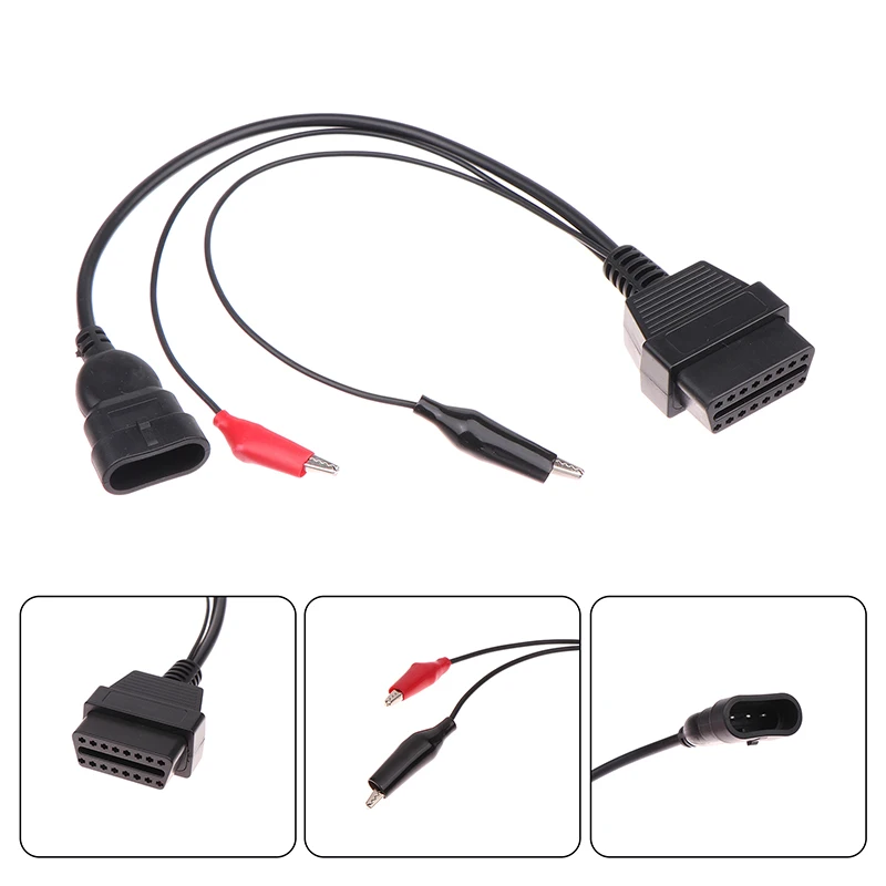 For Fiat/Alfa/Lancia 3 Pin To 16 Pin OBDII OBD2 Connector Adapter Auto- Car Cable For Fiat 3pin Female Diagnostic Cable