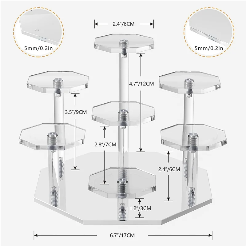 Acrylic Risers Display Stand,7Tier Perfume Organizer and Cupcake Stand,Storage Display Stand for Collectibles and Crafts