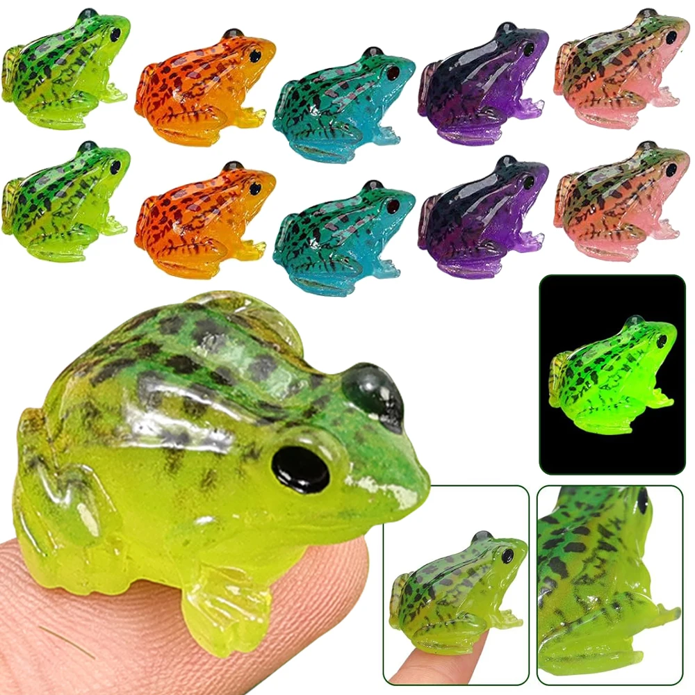 DIY Miniature Frogs Resin Gifts Fairy Lawn Ornament Glow in The Dark Garden Statue Landscape Decoration Luminous Frog Figurines