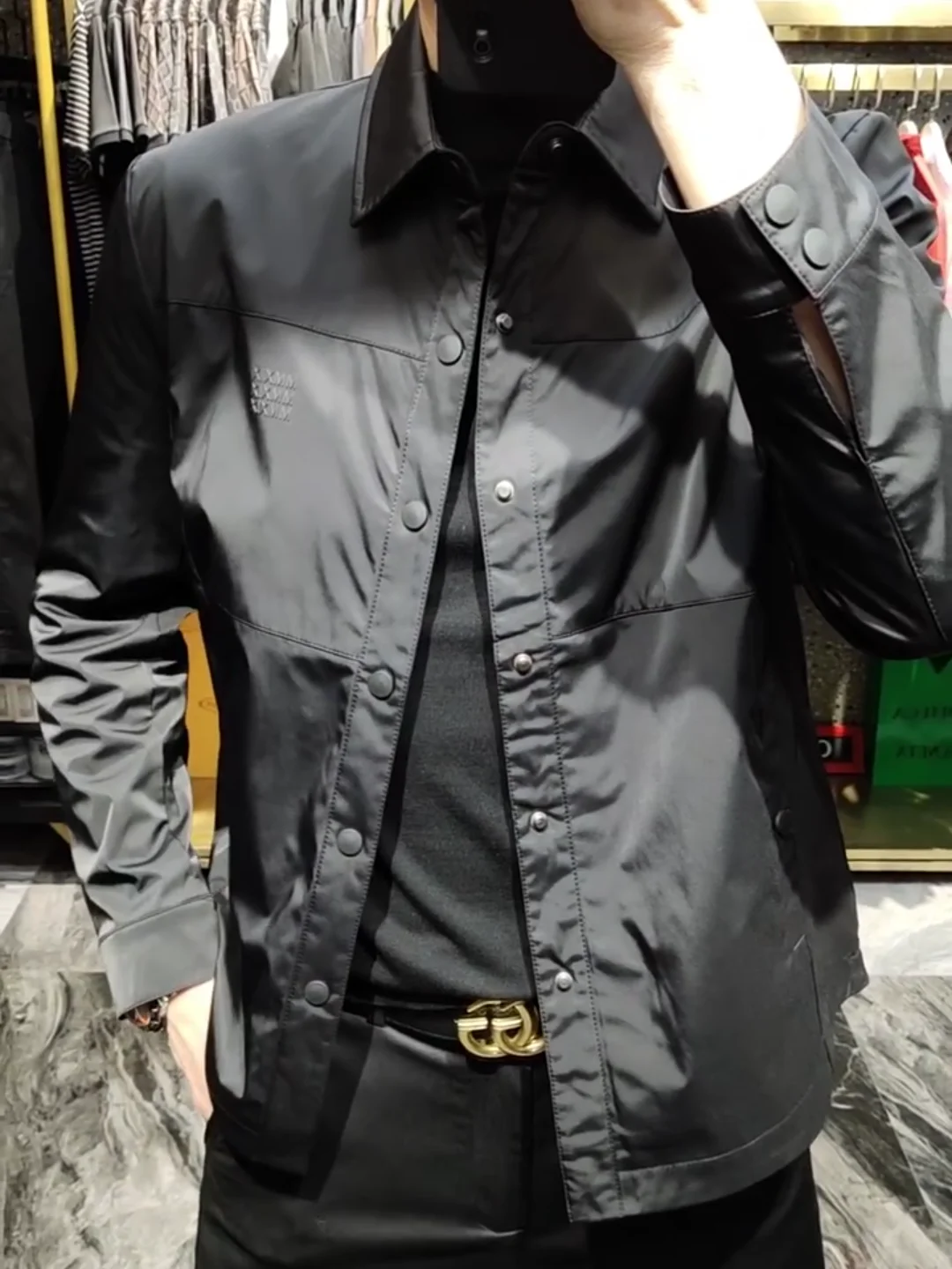 

High Quali Men's Faionable Flip-Collar Jaet Spring Autumn New Arrival Versatile Ele Sle Premium Material