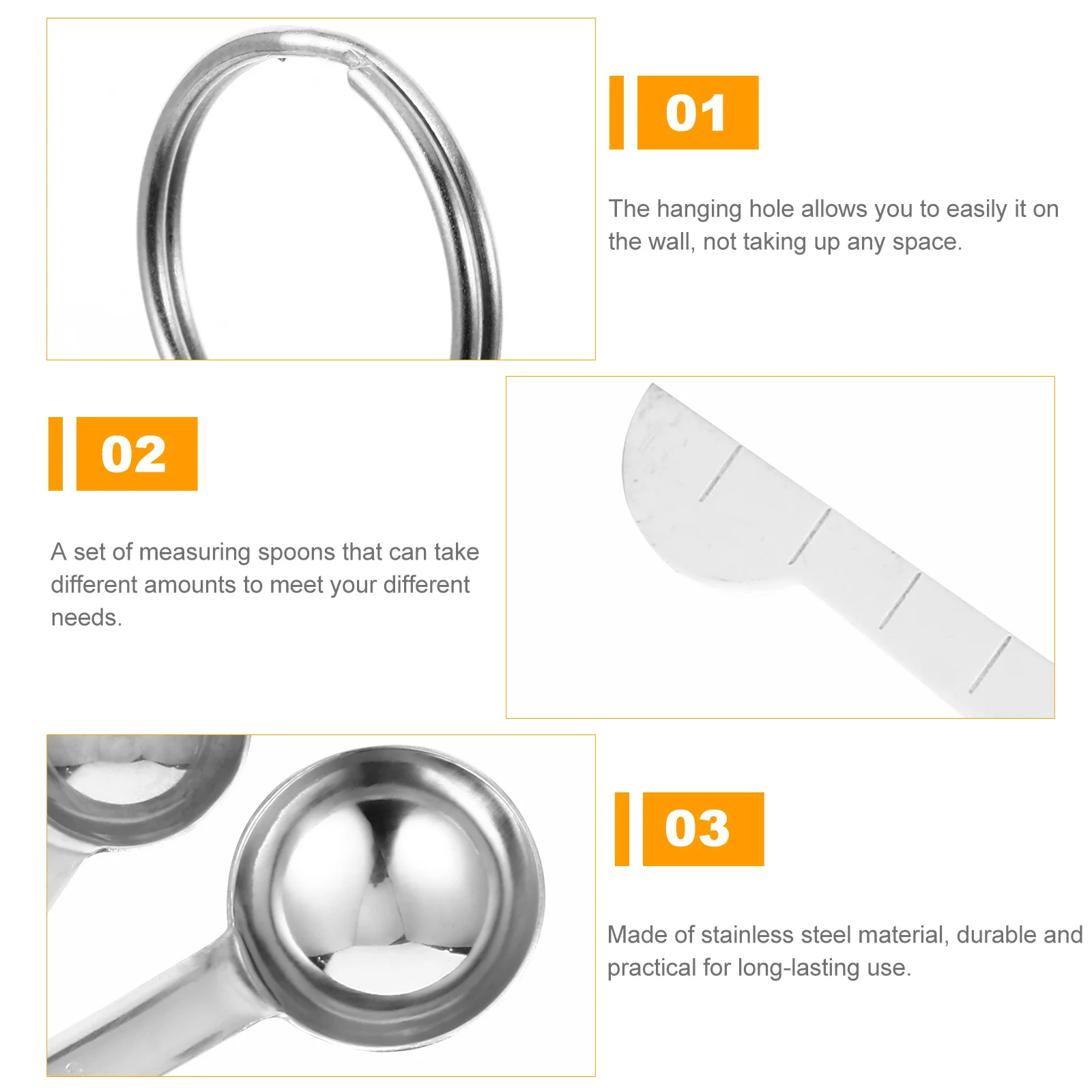 

7Pcs Stainless Steel Measuring Spoons Assorted Sizes Kitchen Gadget Long-Lasting Use Seasoning Spoon Baking Supplies