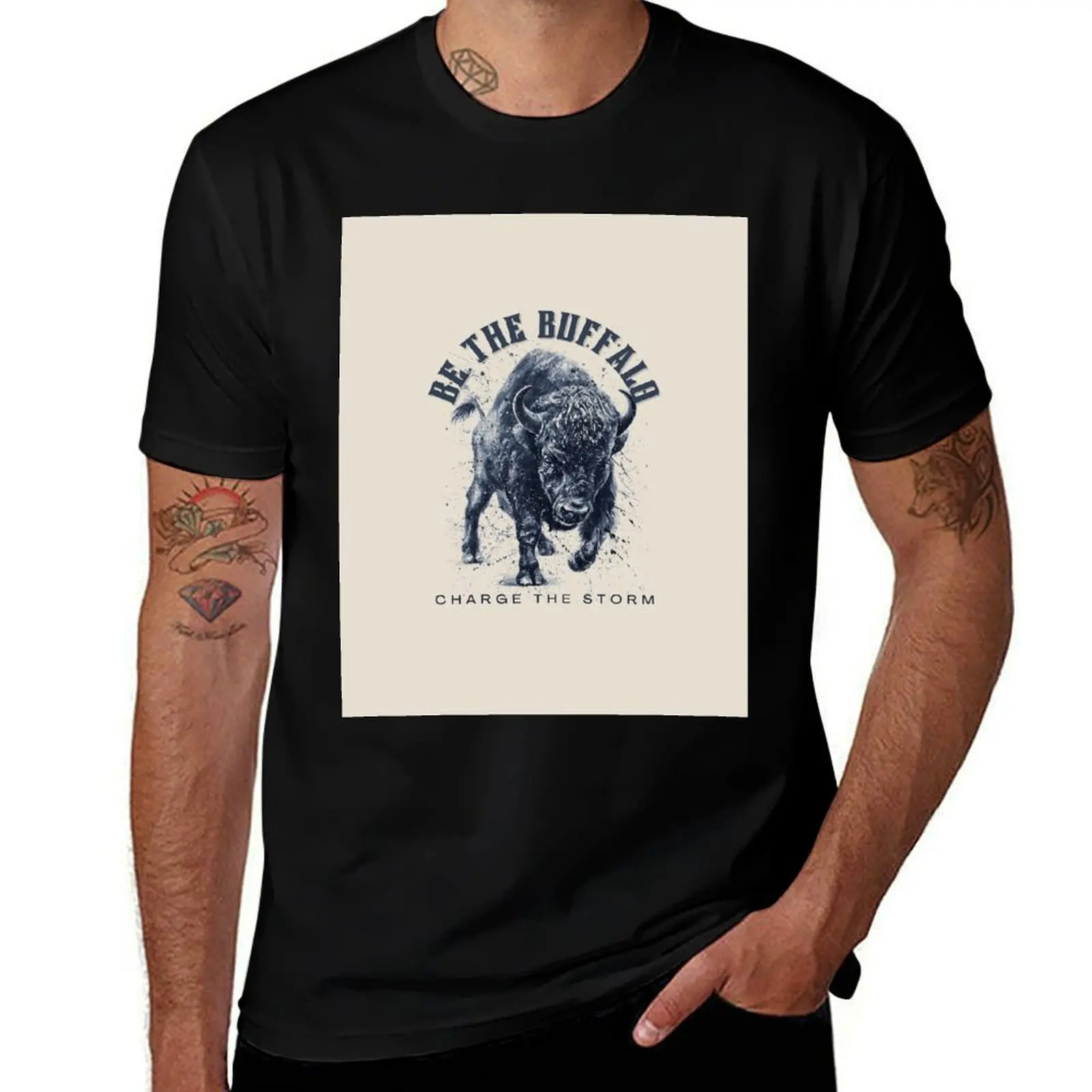 

Be the Buffalo - Charge the Storm Bold T-Shirt Big and Tall Solid Color T-Shirt