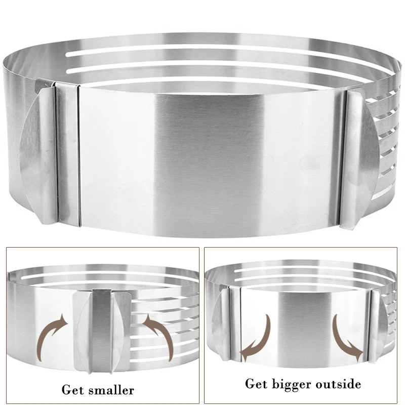 Adjustable Round Cake Cutter, Stainless Steel, Bread Slicer, 6 Layers, Mousse Ring Mould, Baking Tool, 6-8Inch