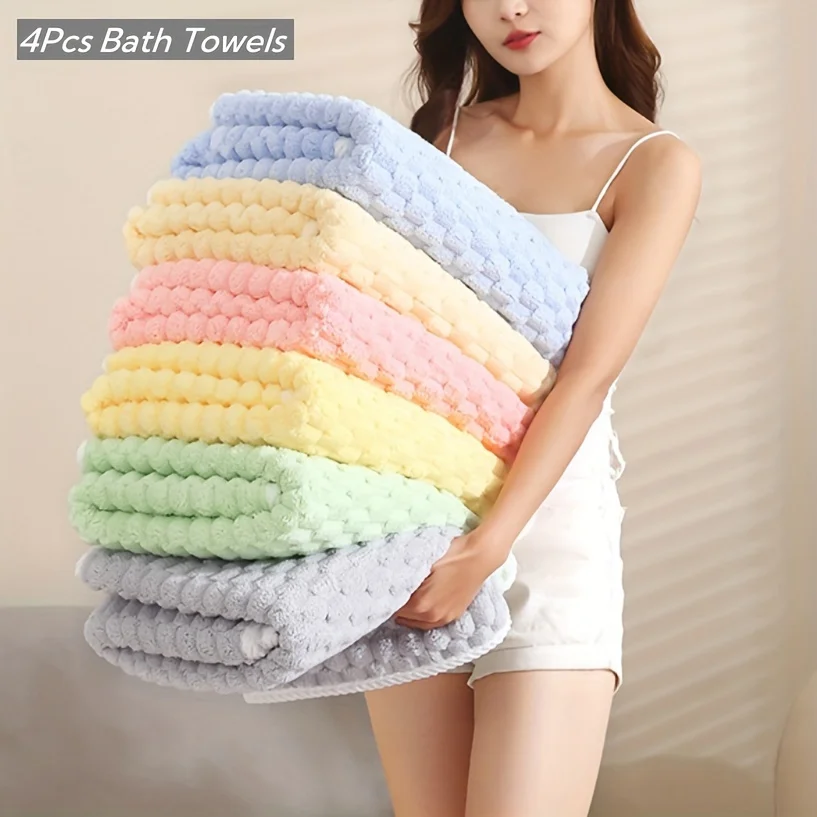 Waffle Weave Bath Towels, Adult Ultra-Absorbent Microfiber Towels, Quick-Dry Texture, Soft Spa & Gym Towels