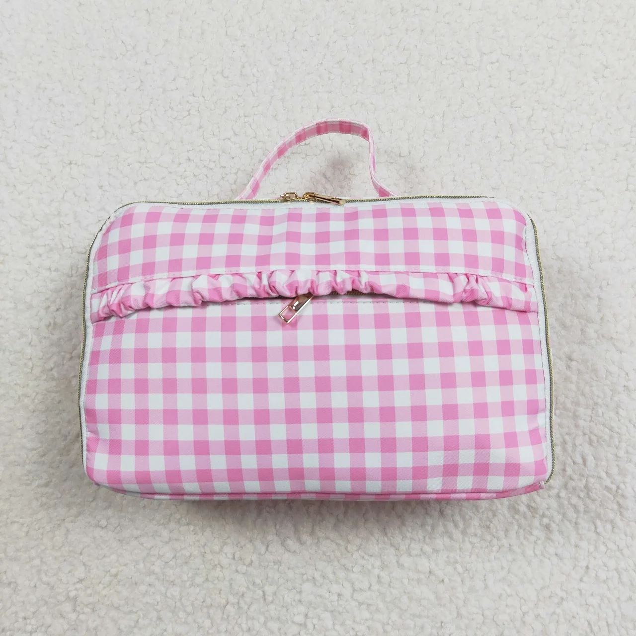 Wholesale Children Back To School Pink Blue Plaid Baby Girl Lunch Box Travel Daypack Todder Outdoor Portable Kids Zipper Bag