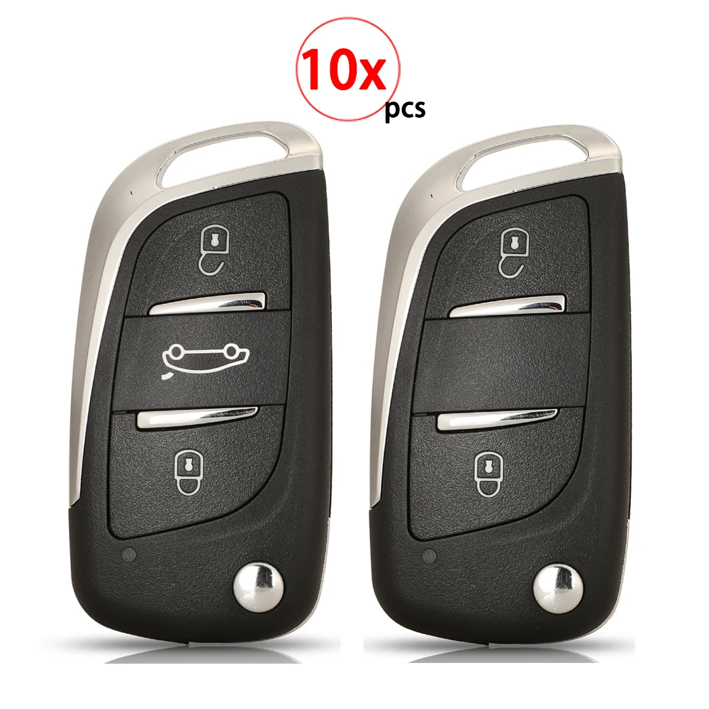 Jingyuqin 10PCS For VW Toyota Prius Vios Camry Rav4 Highlander Corolla Crown Corolla Ex Mazda Flip KD Modified Key Shell Case