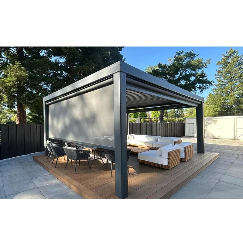 # l 6x6 3x3 Furniture Modern Motorized Gazebos Awning Sun Shade Tent Retractable Garden Canopy Outdoor Aluminum Louvered Pergo