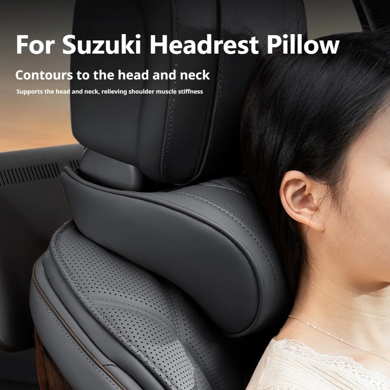 Memory Foam Nappa Leather, Car Neck Pillow, Soft Cotton For Suzuki Swift Vitara S-Cross Jimny Ertiga XL7, Luxury Car Interior