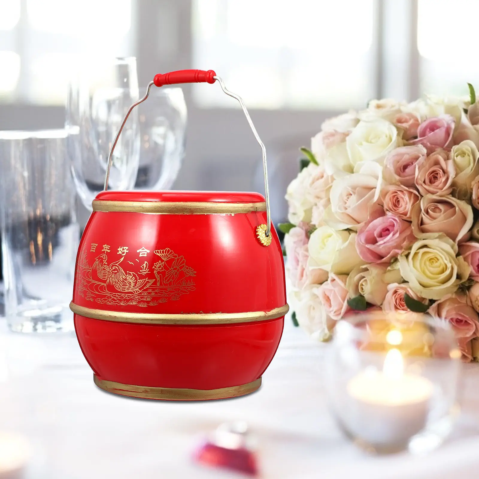 Chinese Traditional Wedding Egg Storage Barrel – Portable, Lightweight & Easy-Clean Plastic Bucket
