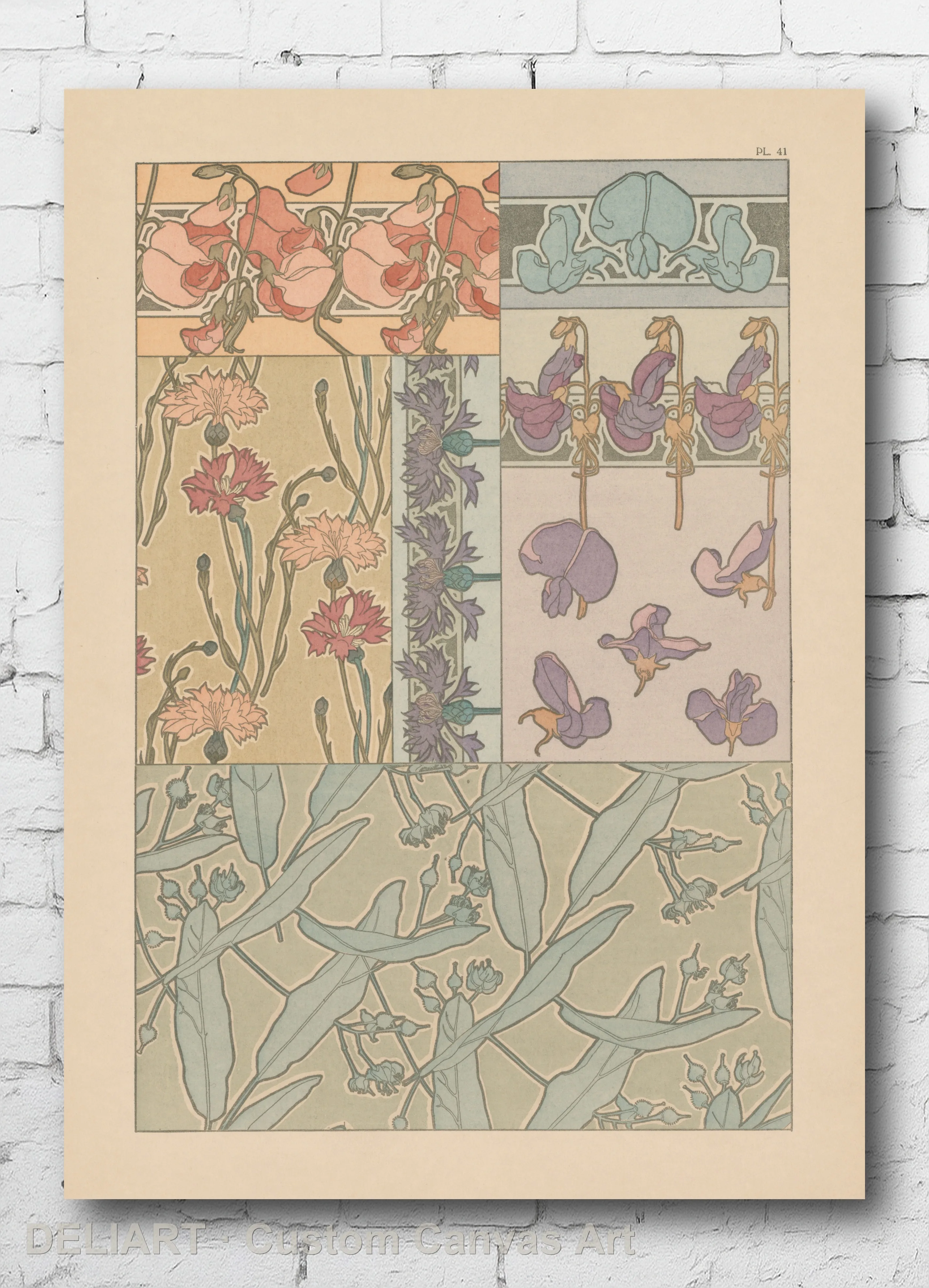 Documents Decoratifs: Plate 41 by Alphonse Mucha - Vintage Travel Art Canvas Wall Art Poster Print Vintage Home Decor Unframed