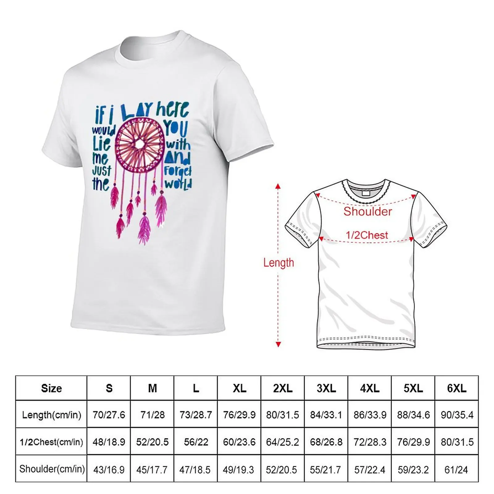 IF I LAY HERE Chasing Cars by Snow Patrol lyrics T-Shirt Anti-Pilling Casual T-Shirt