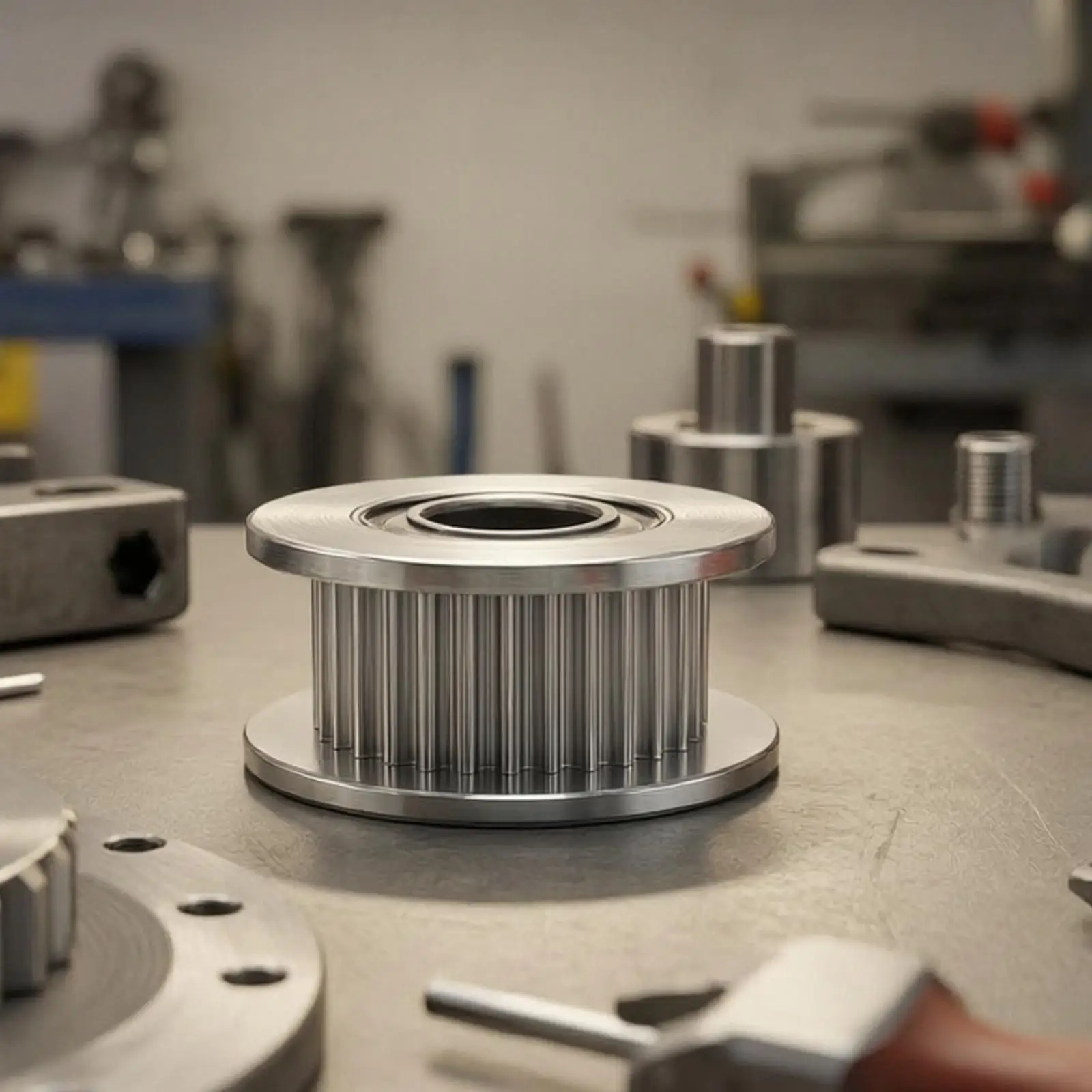 20-Tooth GT2 Pulley with Integrated Bearing Precision-Machined Metal 20 Tooth GT2 Pulley Compact Low-Friction