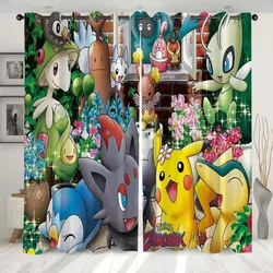 Cute Anime Pokeman Pikachu Printed Blackout Curtain Bedroom Living Room Decoration For Children Kids Boys Birthday Gift