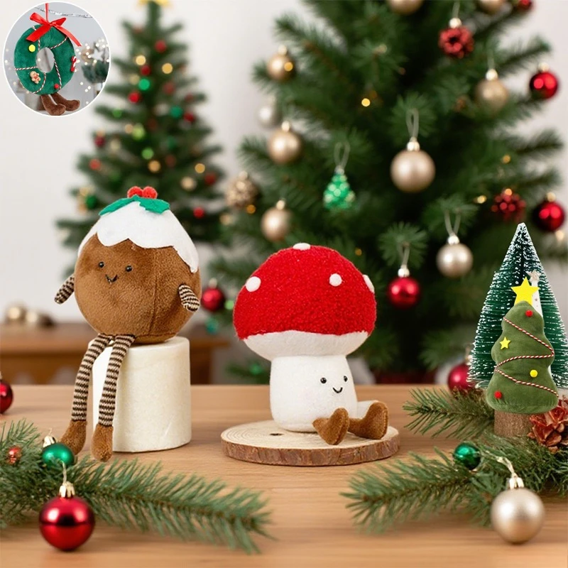 

2025 New Christmas Series Christmas Gift Ornament Cute Mushroom Wreath Desktop Decoration for Party Birthday Gift Present Natal