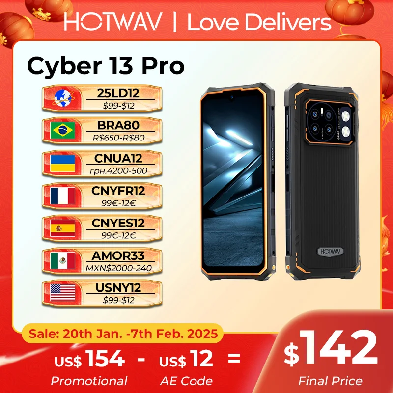 [World Premiere] HOTWAV Cyber 13 Pro 150LM Flashlight 20GB+256GB 6.6'' FHD+ 2K 10800mAh 20W Fast Charging 64MP Android 13 Global