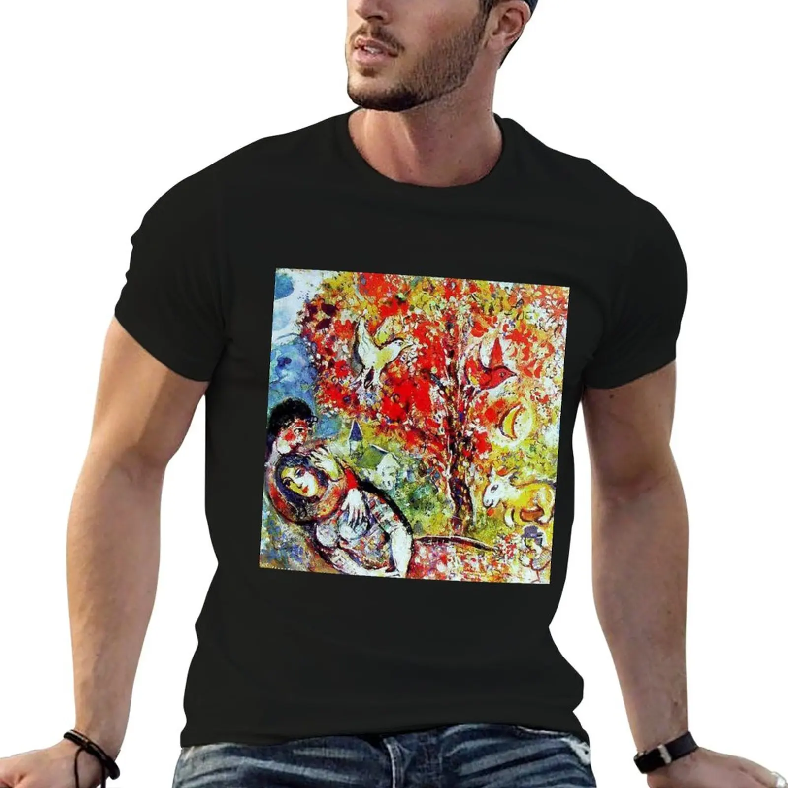 Camiseta Les amoureux para hombre, camiseta gráfica, camisetas para hombre, Camiseta de algodón