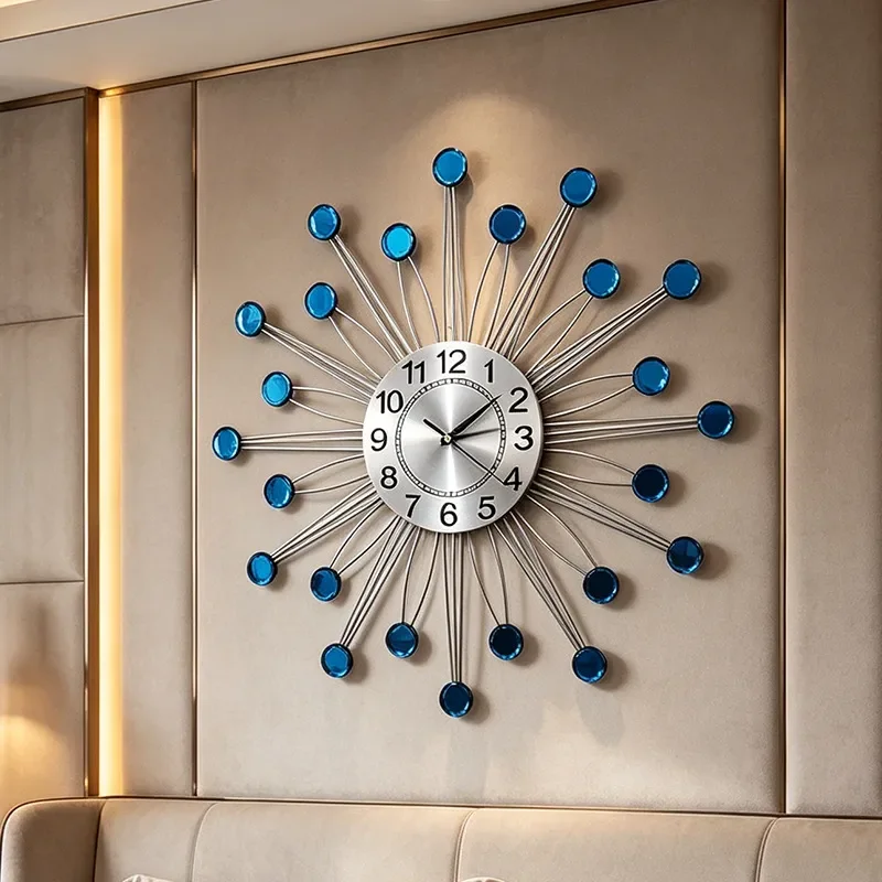 Creative Wrought Iron Metal Wall Clock for Living Room Home Decoration Quartz Clock for Amazon Cross Border Foreign Trade