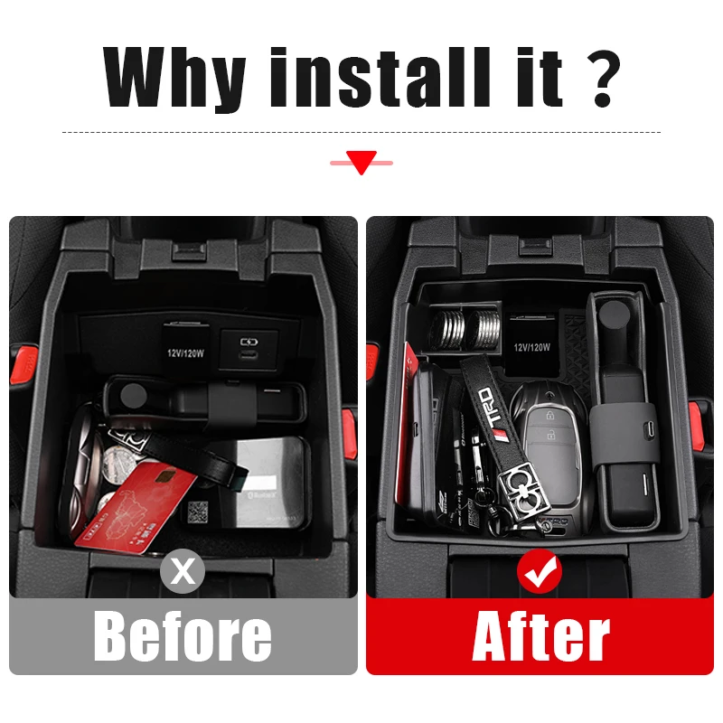 For Toyota Corolla Cross XG10 2021 2022 2023 2024 2025 Hybrid Car Central Armrest Storage Box Organizer Tray Case Accessories