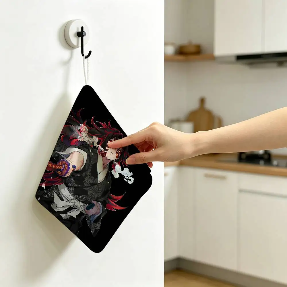 Anime Kokushibo Game Hanging Polyester Cotton Towel, Reusable Hand Wiping Cloth, Wear Resistant for Home Kitchen Sink 5
