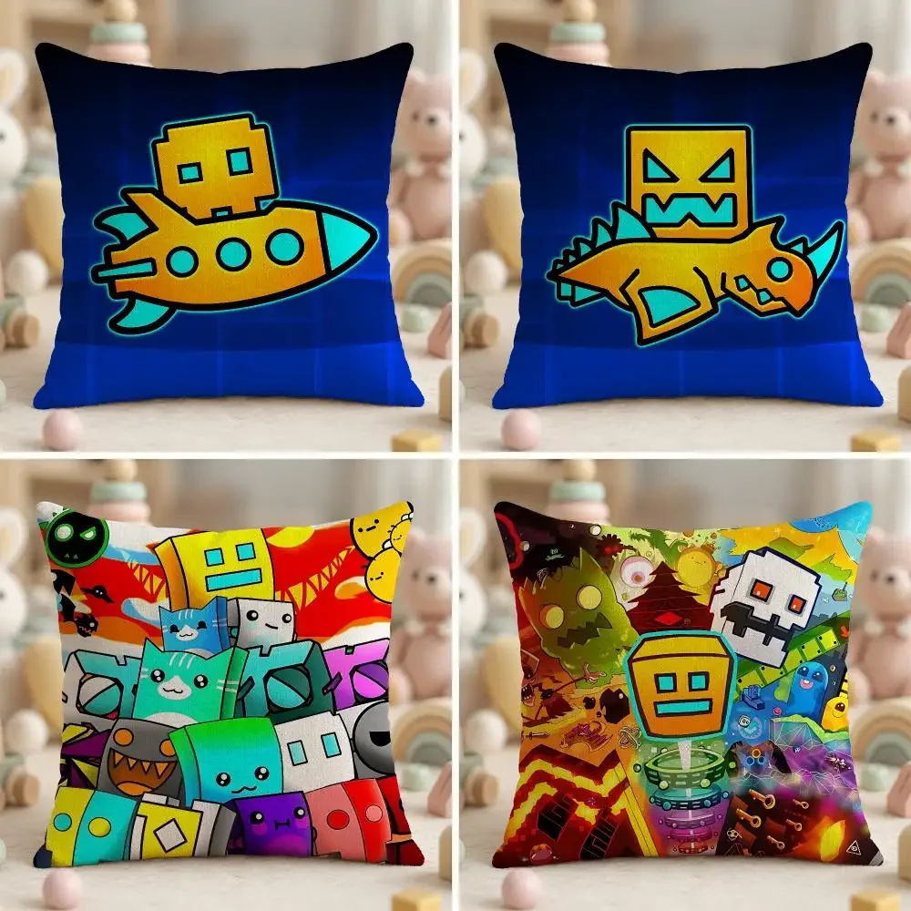 Popular Game G-Geometry DashS Cushion Cover Ultra Soft Throw Pillow Cover Skin Friendly for Sofa Bed Home Decor Gift