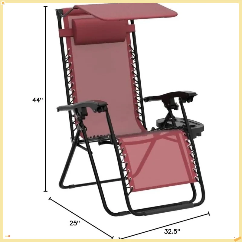 2-Pack Zero Gravity Chairs, Patio Recliners with Adjustable Canopy & Cup Holders for Adults, Beach Garden Lounge