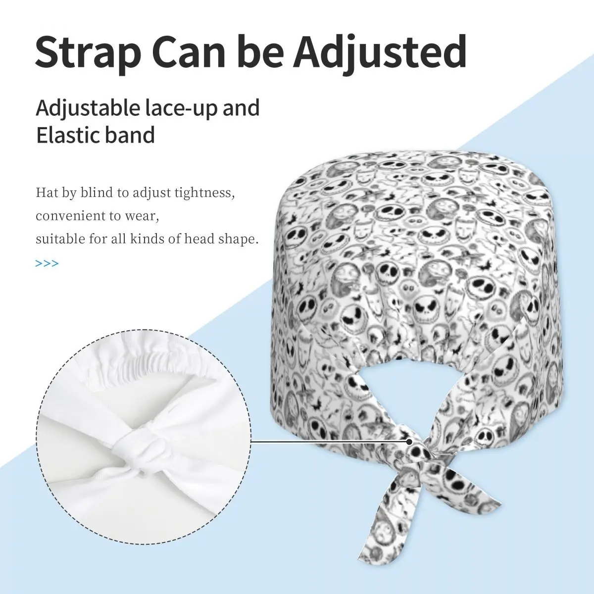 Benutzerdefinierte The Nightmare Before Christmas Medical Staff Scrubs Hut Unisex Film Schädel Arzt Krankenpflege OP-Mütze Scrub Caps