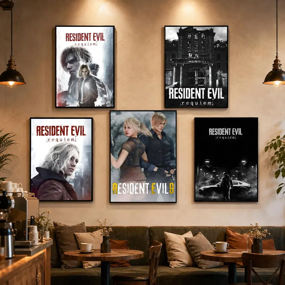 Game Resident Evil 9 Poster Self-adhesive Art Waterproof Paper Sticker Coffee House Bar Dorm Room Wall Decor