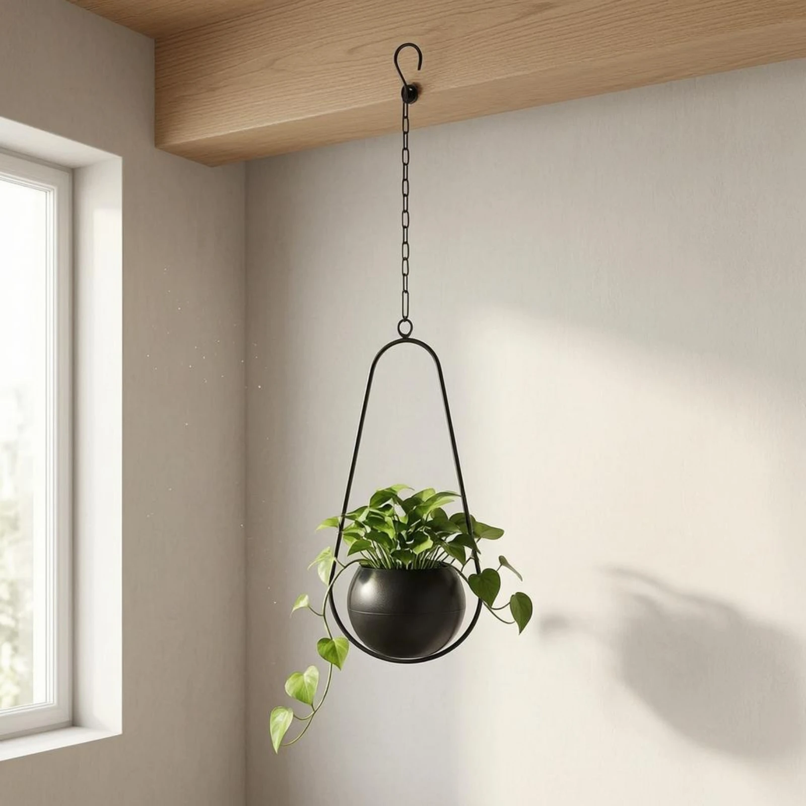 Chain Hanging Planter Iron-Style Hanging Flower Pot Metal Plant Hanger Suspended Display Planter Chain Decorative Greenery