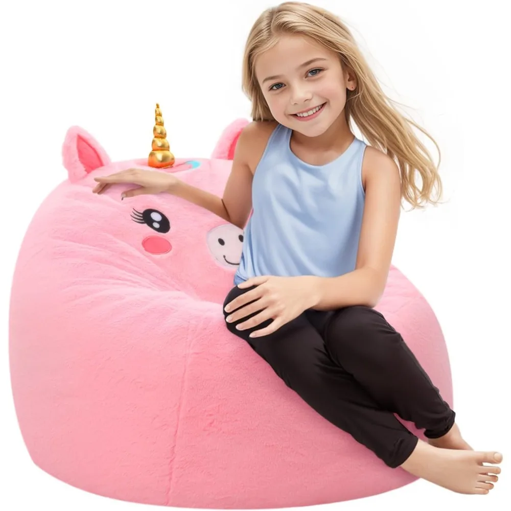 

Unicorn Bean Bag Chairs for Kids 8-12, Toddler BeanBag Sofa with Filler Bean Couch Stuffed for Boys and Girls, Lazy Floor Chair