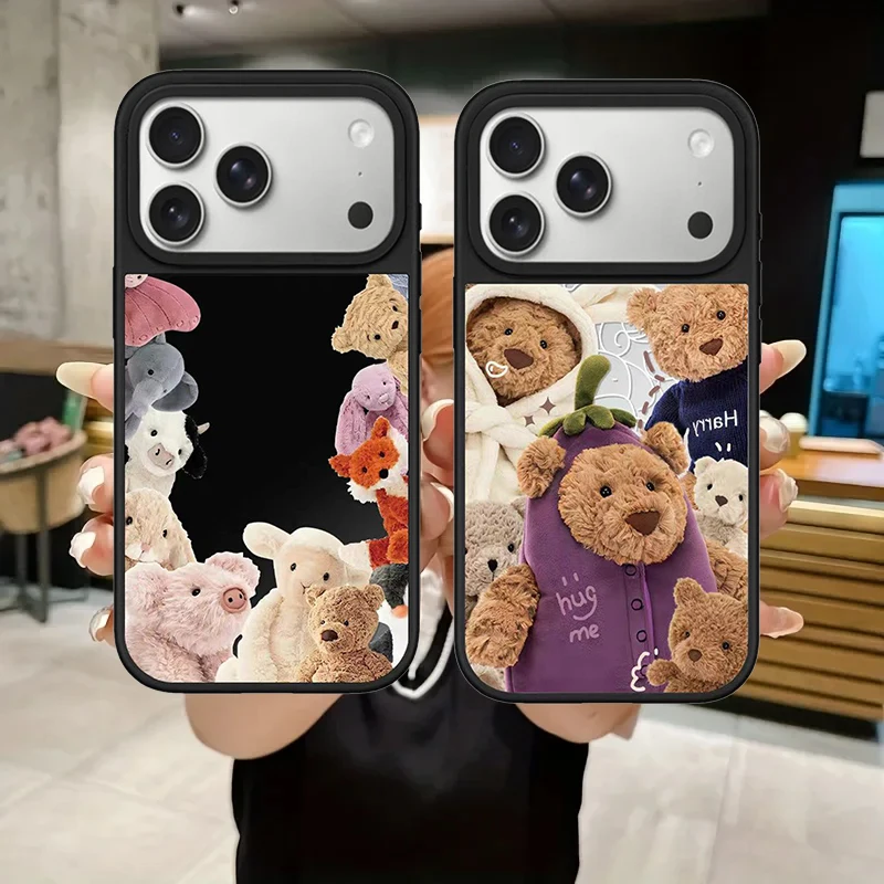 

Plush Doll Lovely Pattern Mirror Surface Magnetic Phone Case Cover for IPhone 13 14 15 16 17 Pro Max Case for IPhone 17 Air