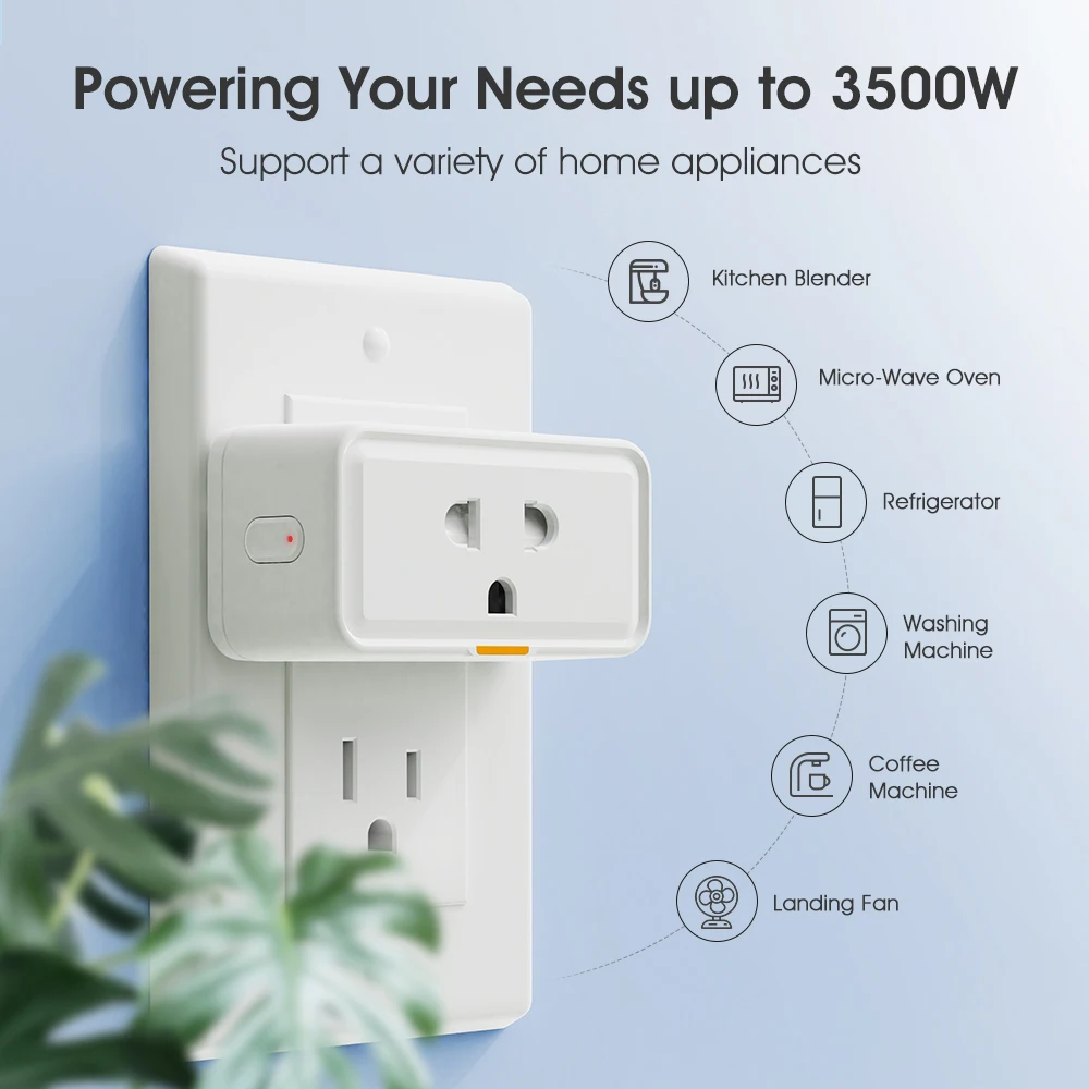 Tuya 16A Smart Plug Wireless WIFI US/VN Socket With Timing Power Monitor APP Remote Control Work With SmartLife Alexa GoogleHome