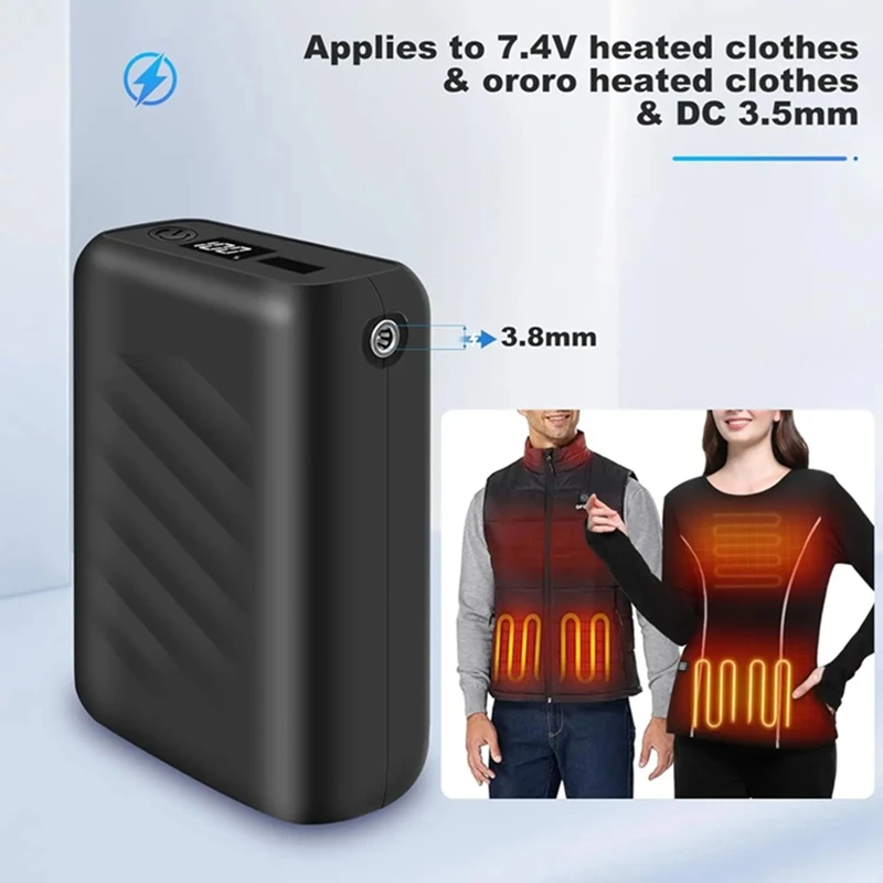

7.4V 3A 20000mAh Rechargeable Power Bank for Heated Jacket Powerbank Spare Battery Portable Heating Vest Auxiliary Battery
