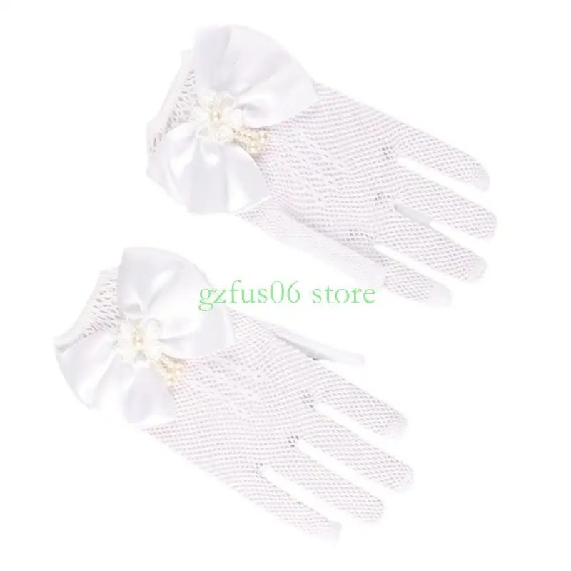 

D5QF Fashionable Girl Lace Gloves Sweet Gloves For Girls Weddings And Parties