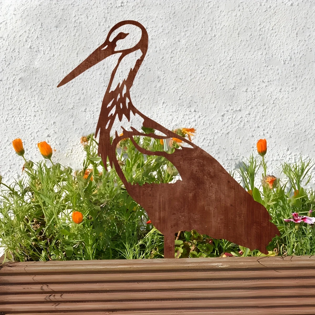 CIFBUY Iron Art Wall Decor Metal Heron Garden Stake Rustic Outdoor Yard Decor Artistic Animal Sign Halloween Patio Decoration