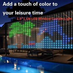 LED Window Curtain Light 5V USB WS2812 IC RGB Smart APP Control Dream Color Fairy Light for Holiday Football Party Outdoor Decor